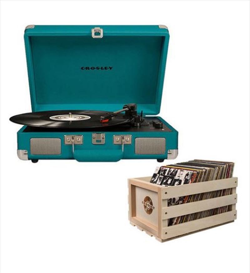 Crosley Cruiser Bluetooth Portable Turntable with Storage Crate - Teal | Hardware Electrical