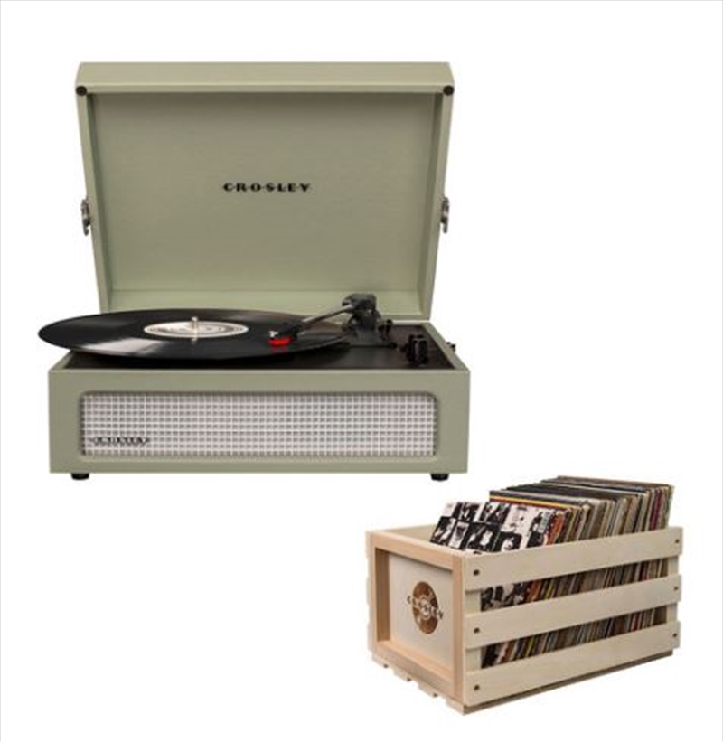 Crosley Voyager Bluetooth Portable Turntable with Storage Crate - Sage | Hardware Electrical