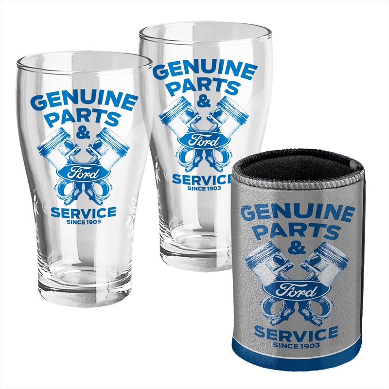 FORD Heritage Set 2 Schooner Glasses and one Metallic Can Cooler Gift Pack/Product Detail/Coolers & Accessories
