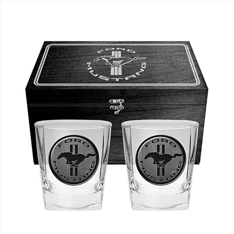 FORD Set of 2 Metal Badged Spirit Glasses in a Wooden Box/Product Detail/Flasks & Shot Glasses