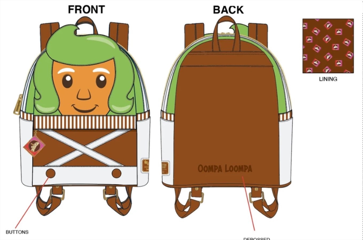 Loungefly - Willy Wonka and the Chocolate Factory - Oompa Loompa Mini Backpack/Product Detail/Bags