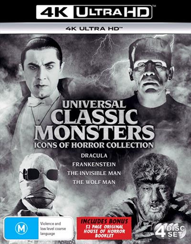 Dracula (1931) / Frankenstein (1931) / The Invisible Man (1933) / The Wolf Man (1941) | UHD - 4 Movi | UHD