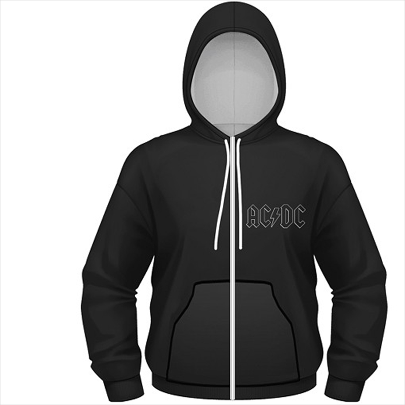 Ac/Dc Back In Black Varsity Hooded Sweat With Zip Unisex: Medium Hoodie/Product Detail/Outerwear