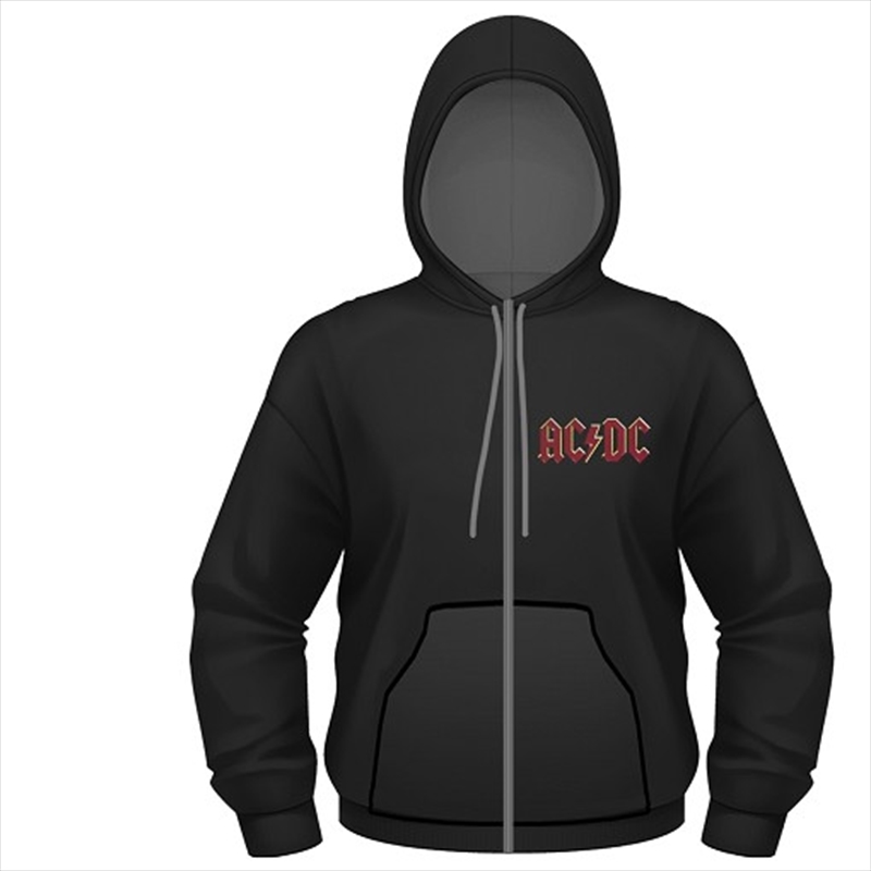 Ac/Dc Highway To Hell Varsity Hooded Sweat With Zip Unisex: Medium Hoodie/Product Detail/Outerwear