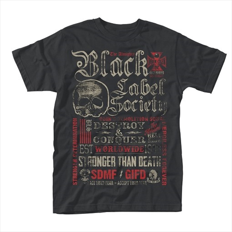 Black Label Society Destroy & Conquer Front & Back Print Unisex Size Xx-Large Tshirt/Product Detail/Shirts