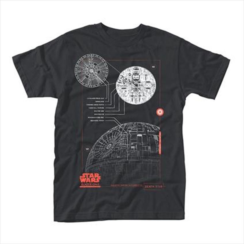 Star Wars Rogue One Blue Print Death Star Size Small Tshirt/Product Detail/Shirts