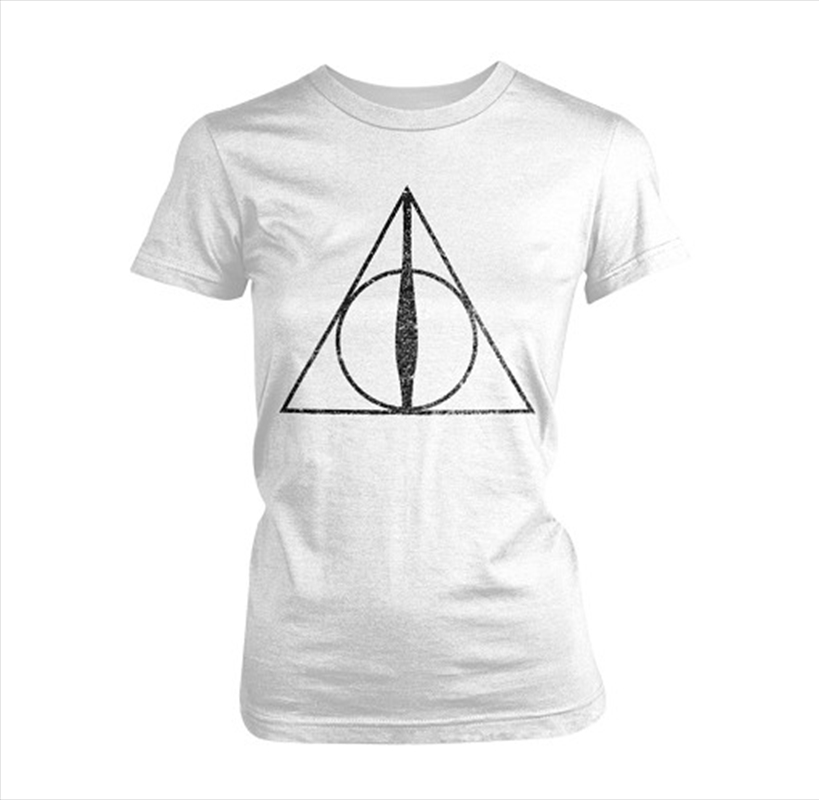Harry Potter Deathly Hallows Symbol Size Womens 8 Tshirt | Apparel