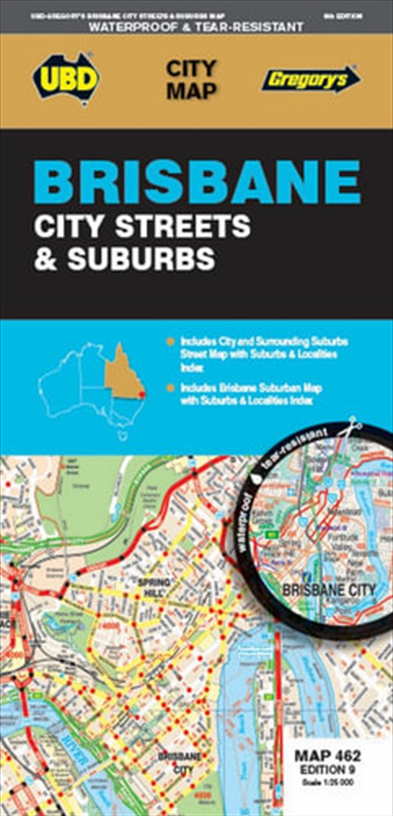 Brisbane City Streets & Suburbs Map 462: 9th Edition (waterproof)/Product Detail/Geography