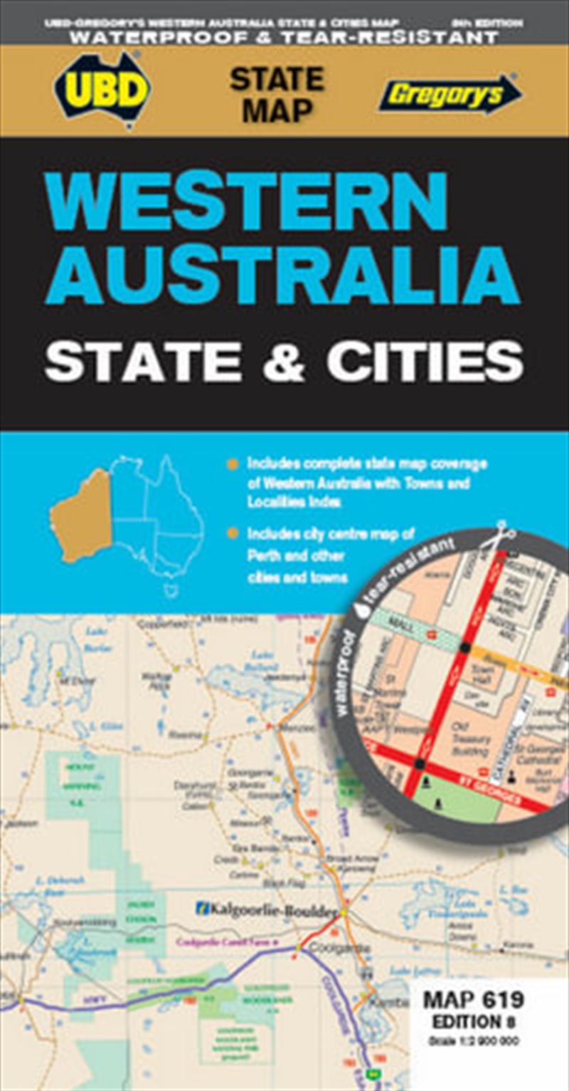 Western Australia State & Cities Map 619: 8th Edition (waterproof)/Product Detail/Geography