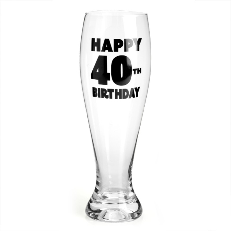 40th Birthday Pilsner Glass/Product Detail/Glasses, Tumblers & Cups
