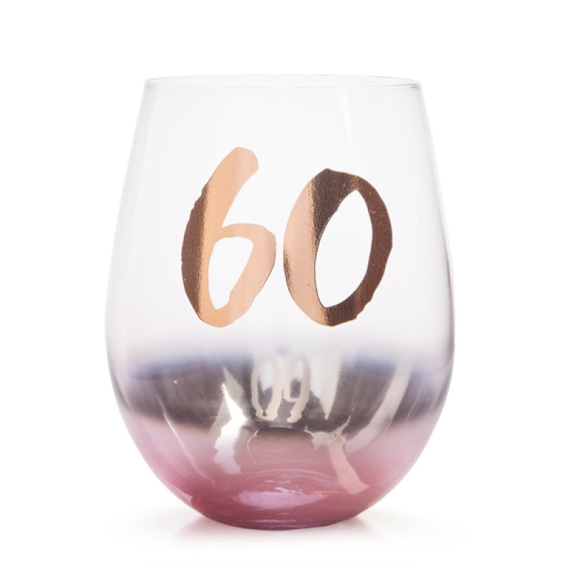 60th Birthday Blush Stemless/Product Detail/Glasses, Tumblers & Cups