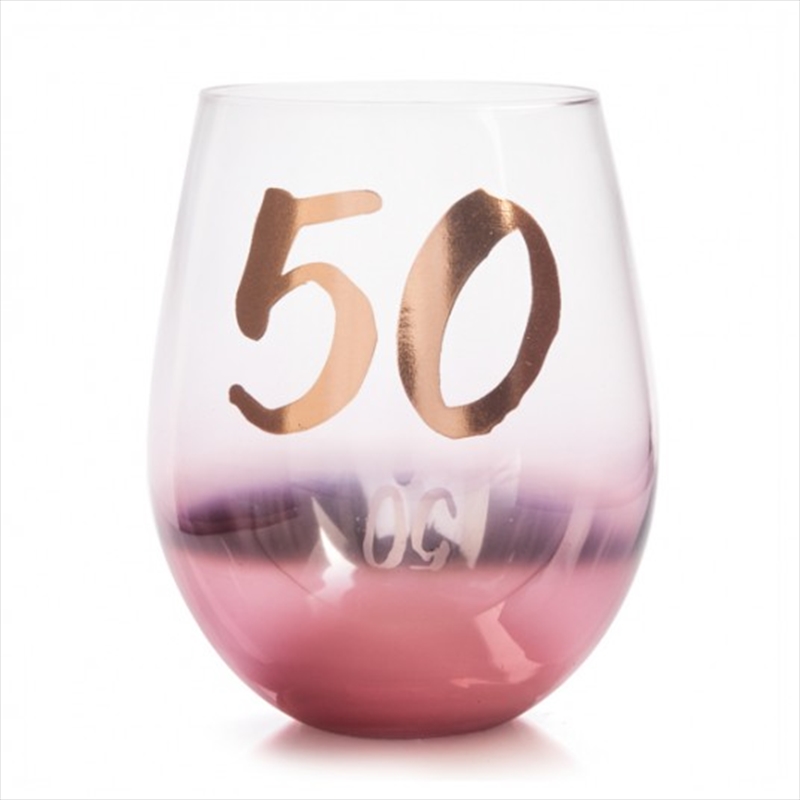 50th Birthday Blush Stemless/Product Detail/Glasses, Tumblers & Cups