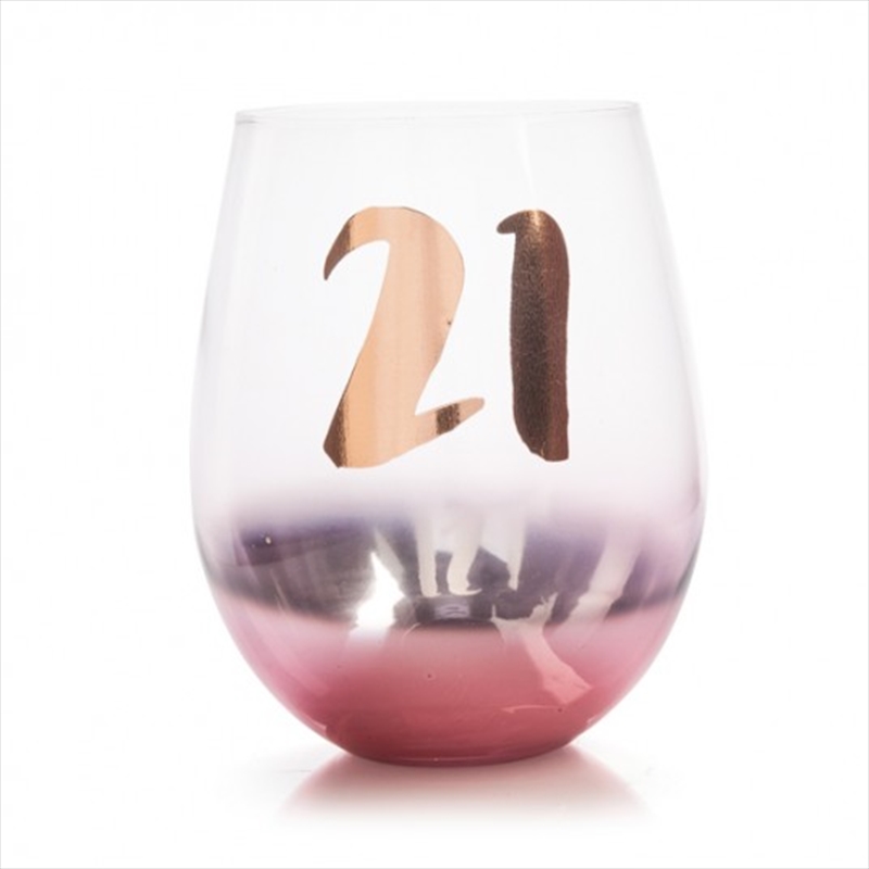 21st Birthday Blush Stemless/Product Detail/Glasses, Tumblers & Cups