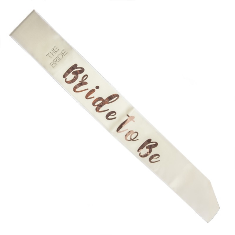 Bride to Be Rose Gold on White Sash/Product Detail/Hens Party