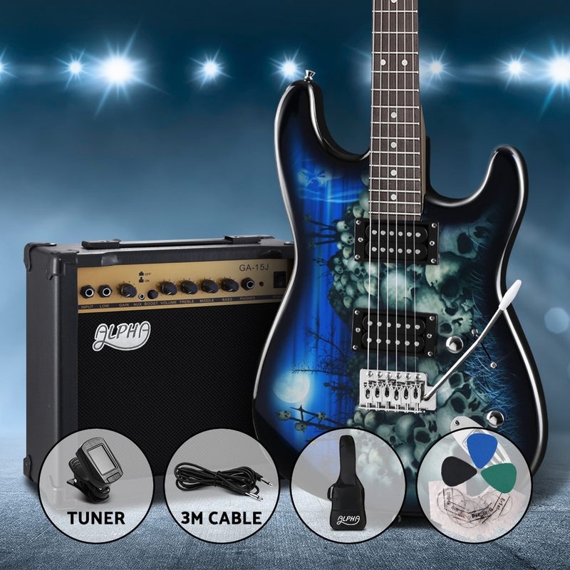 Alpha Electric Guitar Acoustic Guitar Pack With Amplifier Blue/Product Detail/String Instruments