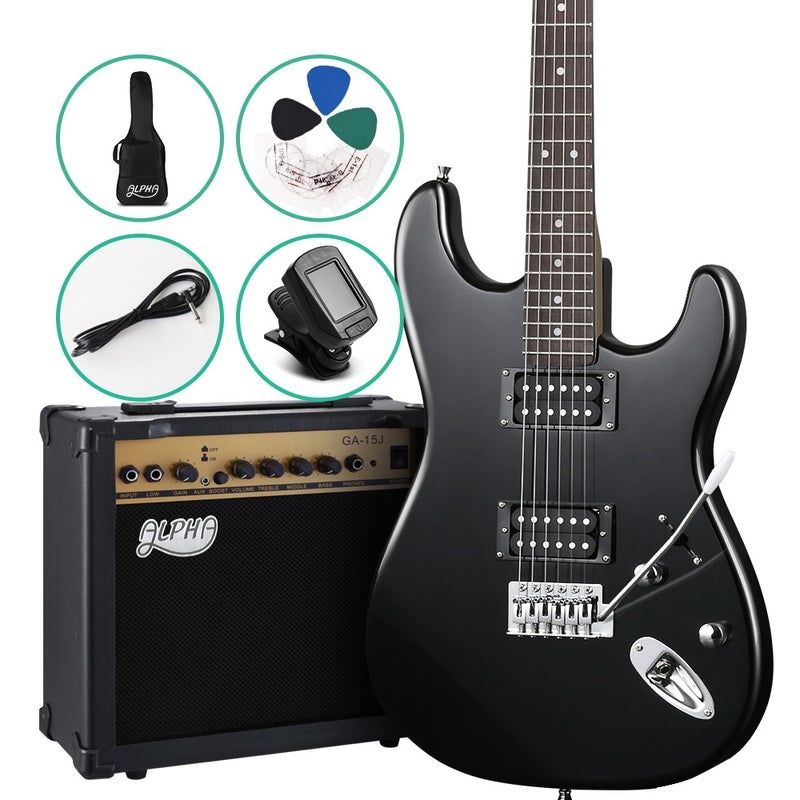 Alpha Electric Guitar And AMP Music String Instrument Rock Black Carry Bag Steel String/Product Detail/String Instruments