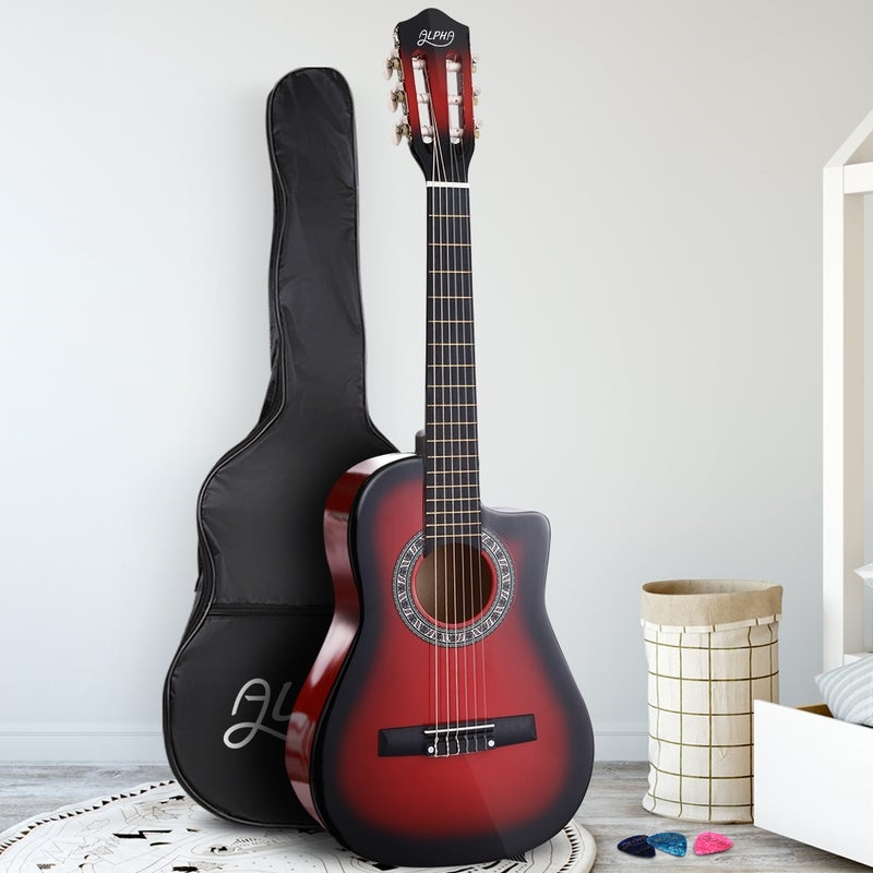 Alpha 34-inch Childrens Acoustic Guitar - Red/Product Detail/String Instruments