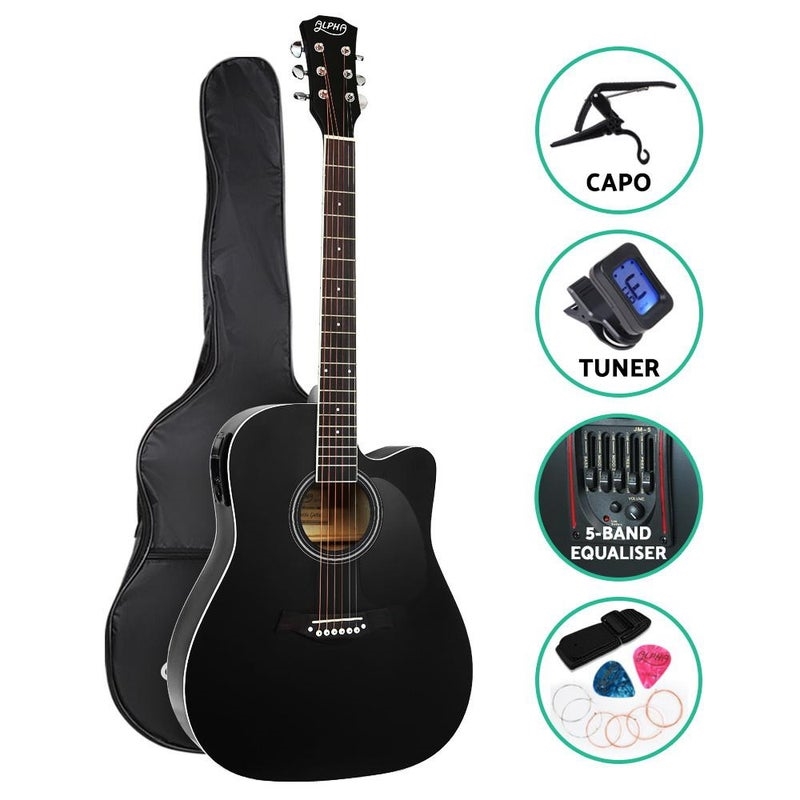 Alpha 41-Inch Electric Acoustic Guitar Wooden - Capo Black/Product Detail/String Instruments