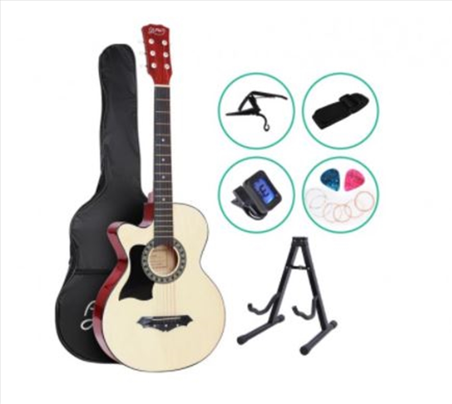 Alpha 38-inch Wood Acoustic Guitar Left Hand Capo - Natural/Product Detail/String Instruments