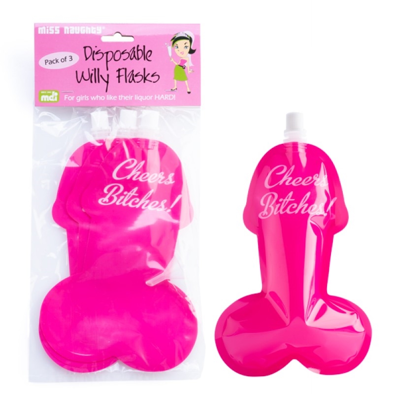 Miss Naughty Disposable Willy Flasks - Set of 3 | Miscellaneous
