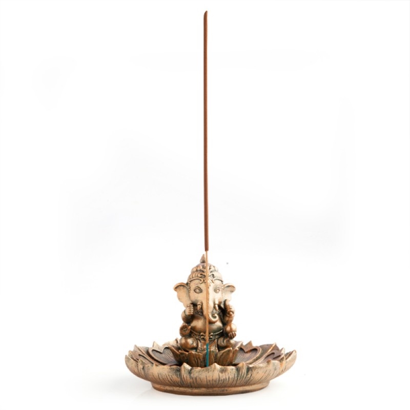 Gold Ganesh on Lotus Incense Burner/Product Detail/Burners and Incense