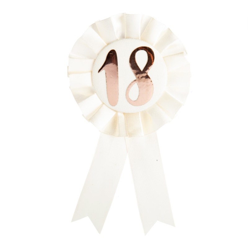 18th Birthday Rose Gold on White Rosette Badge/Product Detail/Birthday Party