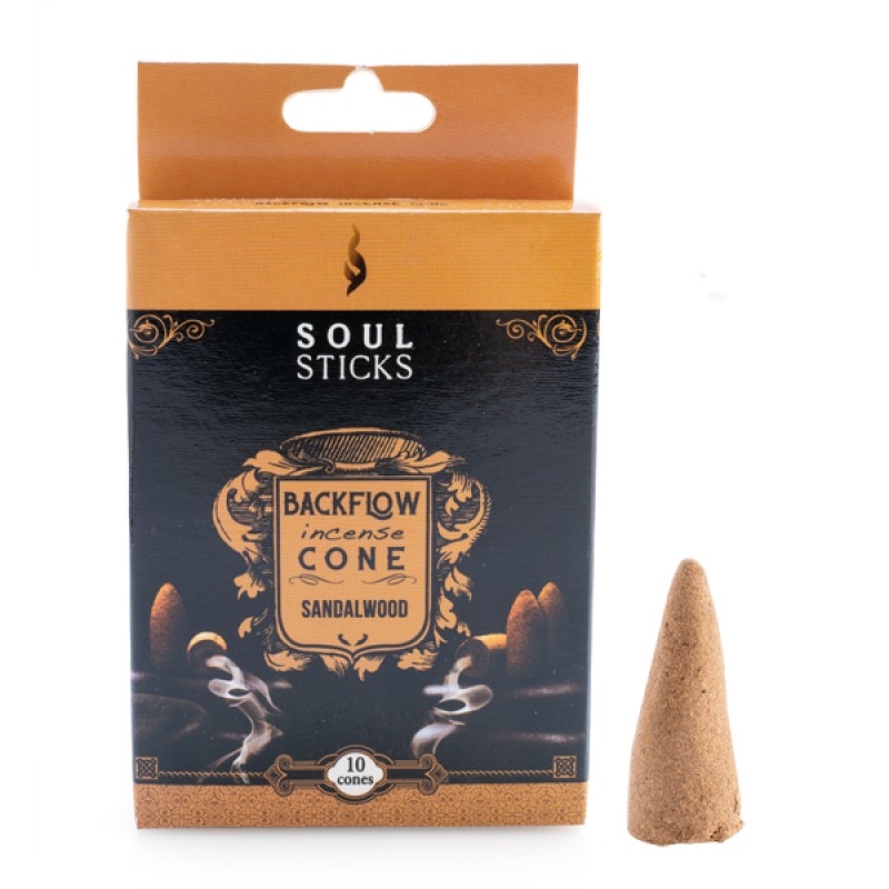 Soul Sticks Sandalwood Backflow Incense Cone - Set of 10/Product Detail/Burners and Incense