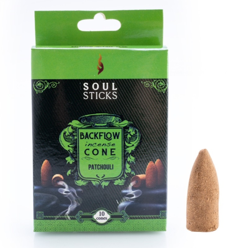 Soul Sticks Patchouli Backflow Incense Cone - Set of 10/Product Detail/Burners and Incense