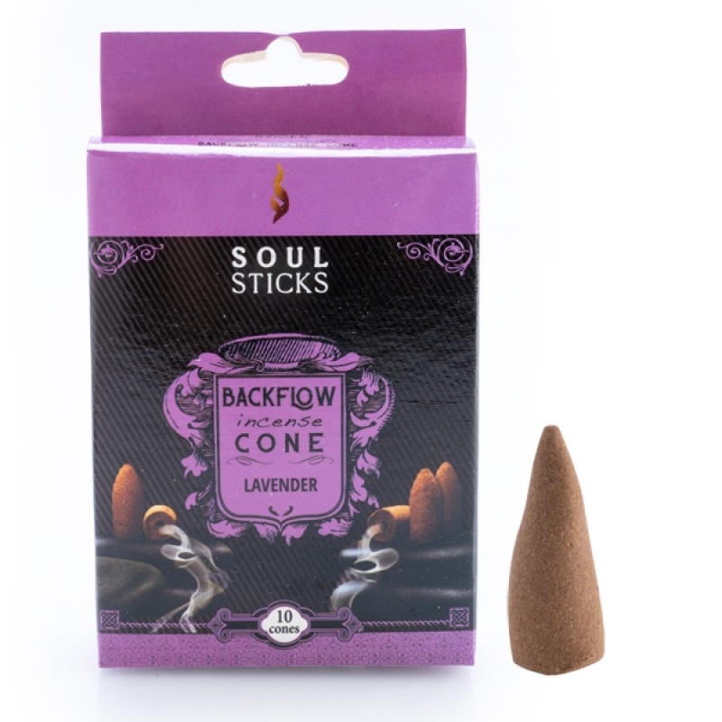 Soul Sticks Lavender Backflow Incense Cone - Set of 10/Product Detail/Burners and Incense