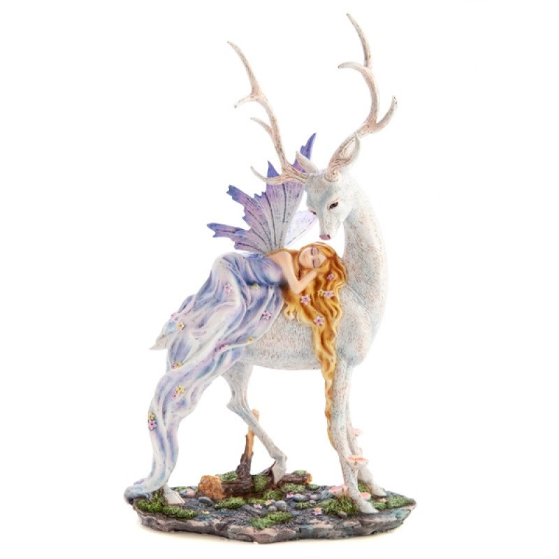 Woodland Fairy sleeping on Snow Deer Figurine/Product Detail/Figurines