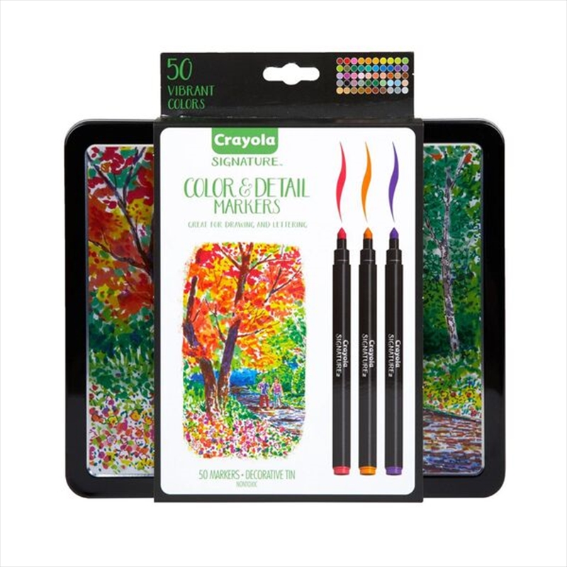 Crayola Signature Colour & Detail Marker Tin 50 Pack/Product Detail/Pens, Markers & Highlighters