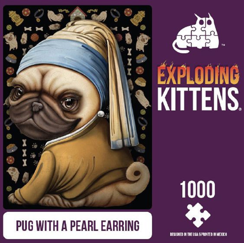 Exploding Kittens Puzzle Pug with a Pearl Earring 1,000 pieces/Product Detail/Nature and Animals