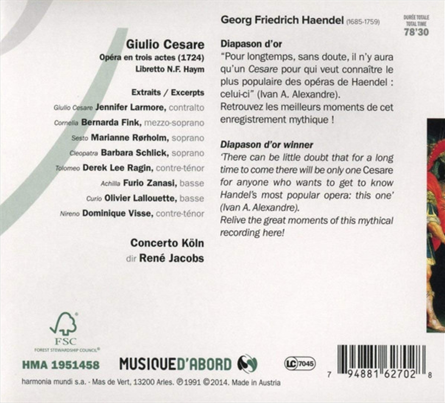 Haendel: Giulio Cesare Concert/Product Detail/Classical