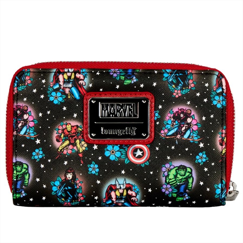 Loungefly Marvel Comics - Avengers Floral Tattoo Zip Purse/Product Detail/Wallets