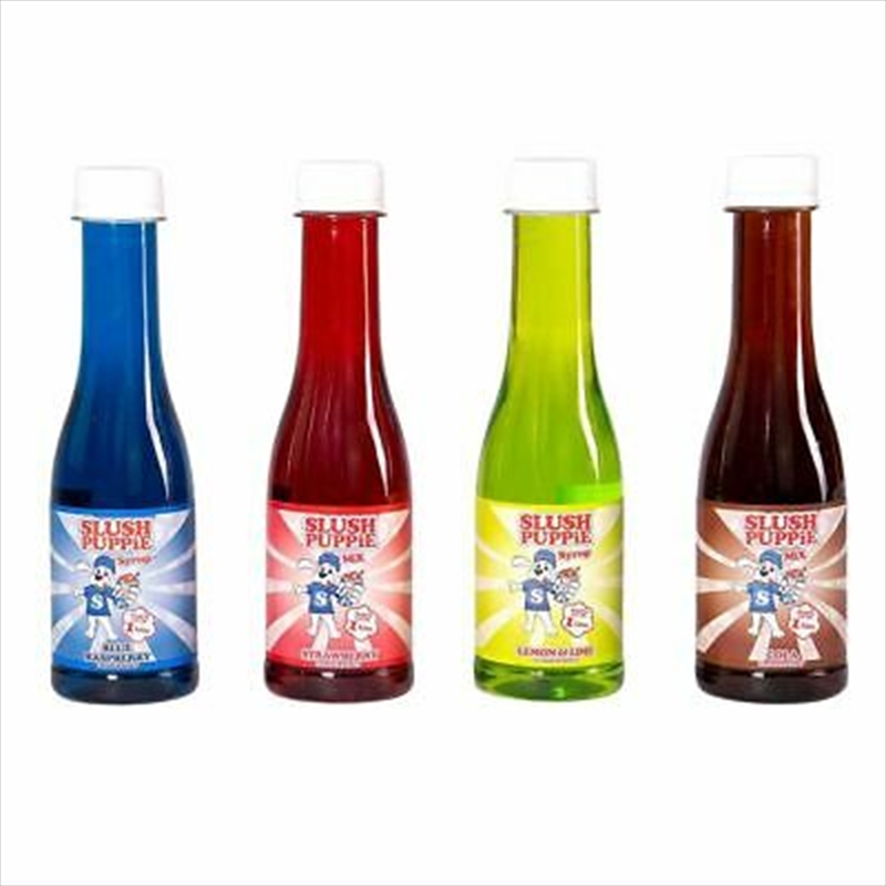 Slush Puppie - 4 Pack Syrups Blue Raspberry, Strawberry, Cola, Lemon/Lime 180ml | Homewares