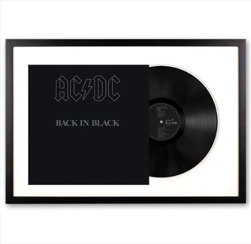 Framed AC/DC Back in Black Vinyl Album Art/Product Detail/Decor