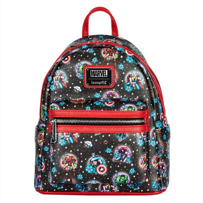 Loungefly Marvel Comics - Avengers Floral Tattoo Mini Backpack | Apparel