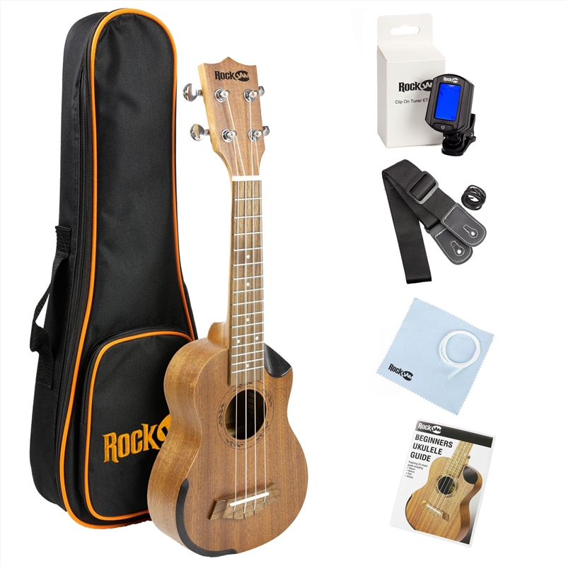 RockJam Premium Soprano Ukulele Kit with Tuner, Gig Bag, Strap, Picks & Spare Strings - Natural/Product Detail/String Instruments