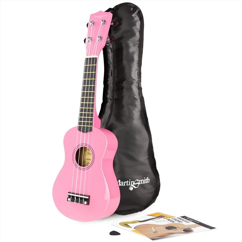 Martin Smith Soprano Ukulele with Ukulele Bag & Chord Book - Pink/Product Detail/String Instruments