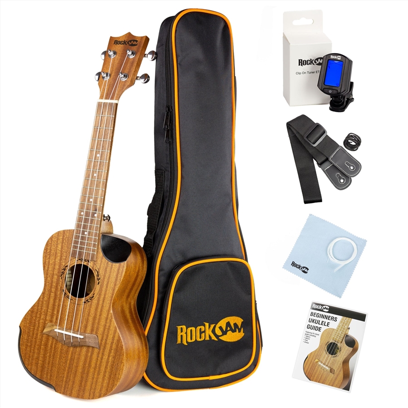 RockJam Tenor Concert Ukulele Kit with Tuner, Gig Bag, Strap, Picks & Spare Strings - Natural/Product Detail/String Instruments