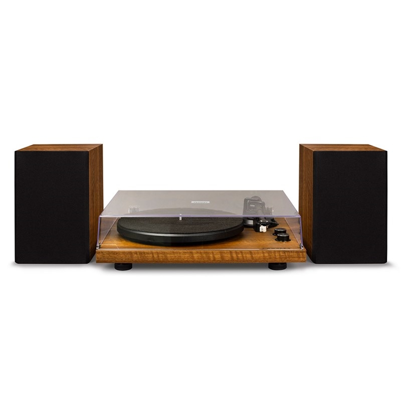 Crosley C62 Shelf System Bluetooth Turntable with Stereo Speakers - Walnut | Hardware Electrical