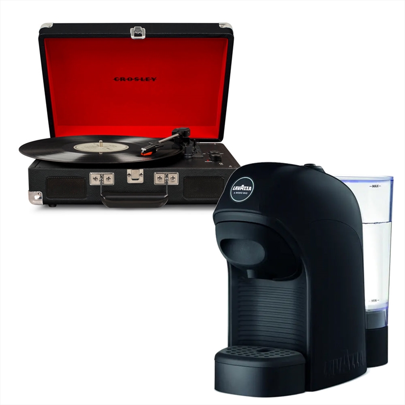 Crosley Cruiser Bluetooth Portable Turntable - Black + Lavazza Tiny Coffee Machine - Black | Hardware Electrical