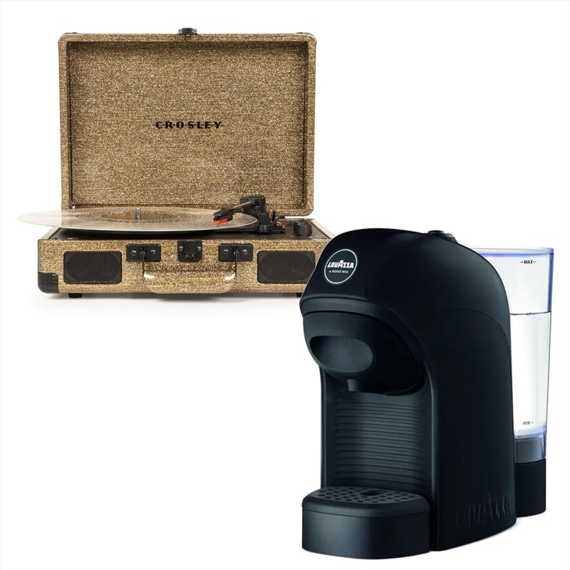 Crosley Cruiser Bluetooth Portable Turntable - Gold + Lavazza Tiny Coffee Machine - Black | Hardware Electrical