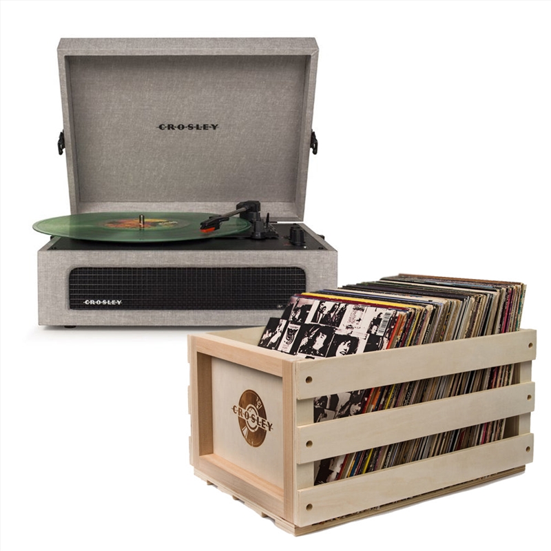 Crosley Voyager Bluetooth Portable Turntable - Cocoa + Bundled Record Storage Crate