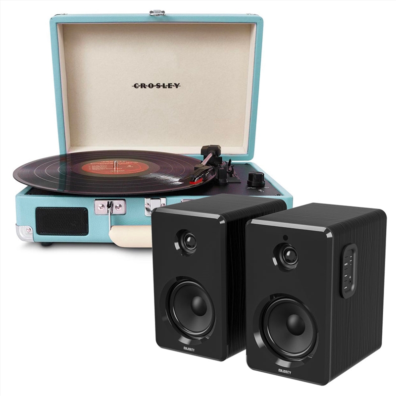 Crosley Cruiser Bluetooth Portable Turntable - Turquoise + Bundled Majority D40 Bluetooth Speakers -/Product Detail/Turntables