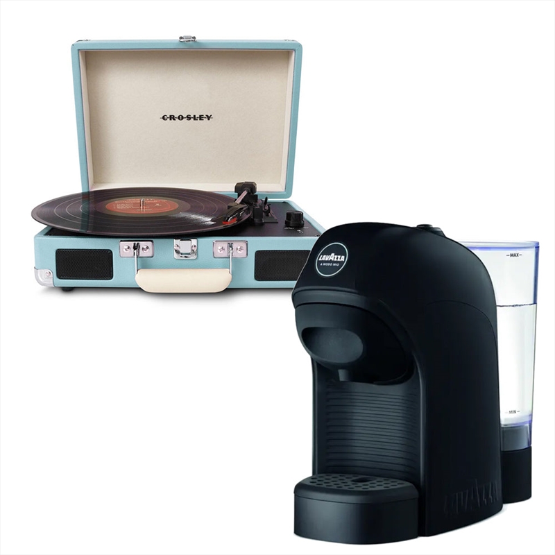 Crosley Cruiser Bluetooth Portable Turntable - Turquoise + Lavazza Tiny Coffee Machine - Black | Hardware Electrical