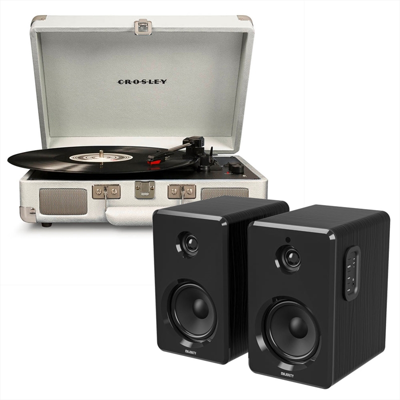 Crosley Cruiser Bluetooth Portable Turntable - White Sands + Bundled Majority D40 Bluetooth Speakers/Product Detail/Turntables