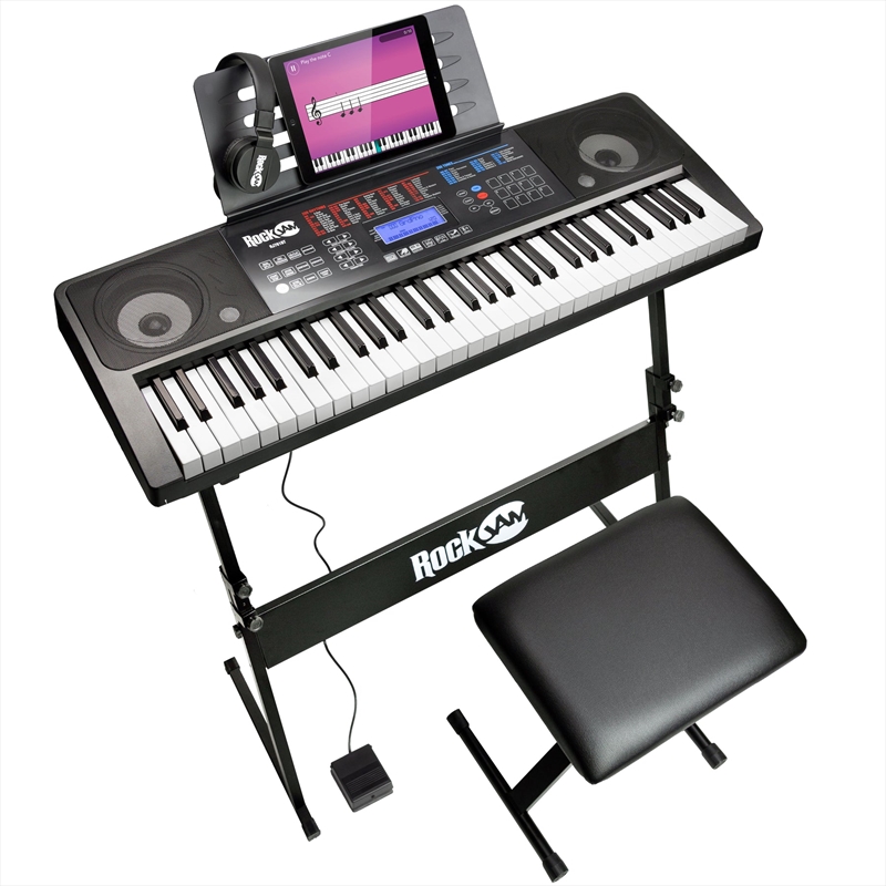 RockJam 61 Key Keyboard Piano with Keyboard Bench, Digital Piano Stool, Sustain Pedal, Headphones, S/Product Detail/Piano & Keyboards