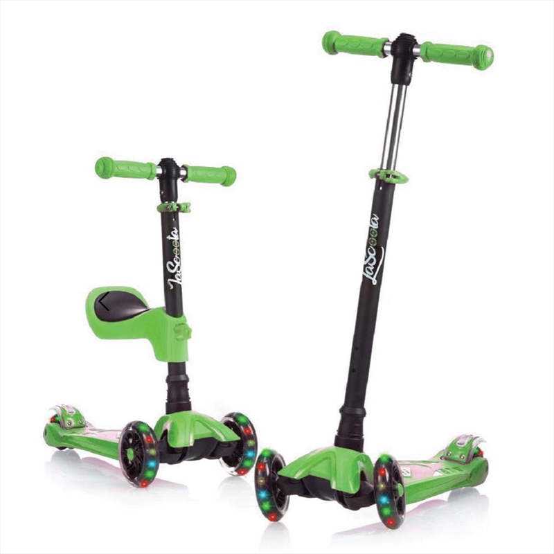 LaScoota Deluxe 2 in 1 Kick Kids Scooter - Green - 2 Pack | Toy