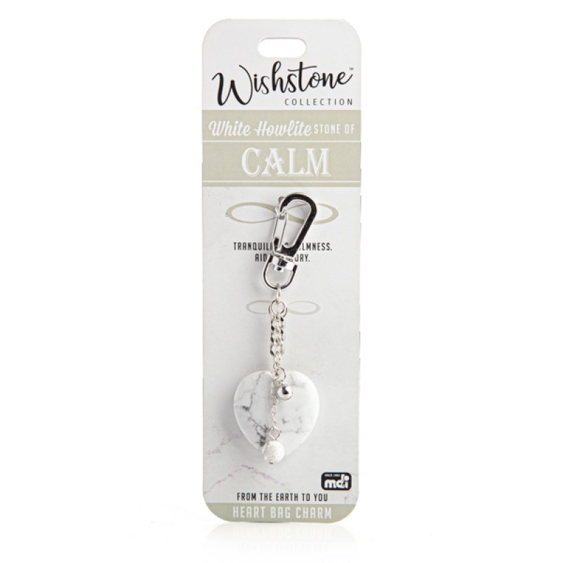 Wishstone Collection White Howlite Heart Bag Charm/Product Detail/Keyrings